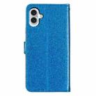 For iPhone 16 Plus Glitter Powder Flip Leather Phone Case(Blue) - 3