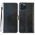 For iPhone 16 Pro Max Glitter Powder Flip Leather Phone Case(Black) - 1