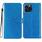 For iPhone 16 Pro Max Glitter Powder Flip Leather Phone Case(Blue) - 1