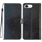 For iPhone 16e Glitter Powder Flip Leather Phone Case(Black) - 1