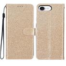 For iPhone 16e Glitter Powder Flip Leather Phone Case(Gold) - 1