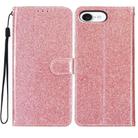 For iPhone 16e Glitter Powder Flip Leather Phone Case(Rose Gold) - 1
