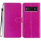 For Google Pixel 8A Glitter Powder Flip Leather Phone Case(Rose Red) - 1