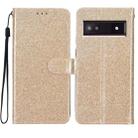 For Google Pixel 8A Glitter Powder Flip Leather Phone Case(Gold) - 1