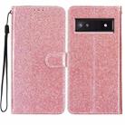 For Google Pixel 8A Glitter Powder Flip Leather Phone Case(Rose Gold) - 1