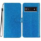 For Google Pixel 8A Glitter Powder Flip Leather Phone Case(Blue) - 1