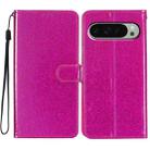 For Google Pixel 9 / 9 Pro Glitter Powder Flip Leather Phone Case(Rose Red) - 1