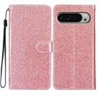 For Google Pixel 9 Pro XL Glitter Powder Flip Leather Phone Case(Rose Gold) - 1