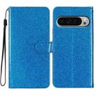 For Google Pixel 9 Pro XL Glitter Powder Flip Leather Phone Case(Blue) - 1