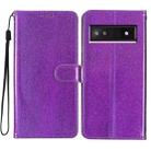 For Google Pixel 9A Glitter Powder Flip Leather Phone Case(Purple) - 1