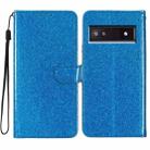 For Google Pixel 9A Glitter Powder Flip Leather Phone Case(Blue) - 1