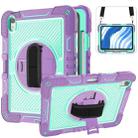 For iPad Air 11 2024 / Air 2022 10.9 360 Degree Rotation PC Contrast Silicone Tablet Case(Purple + Mint Green) - 1