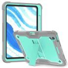 For iPad Air 11 2024 / Air 2022 10.9 Shockproof Silicone Hybrid PC Tablet Case with Holder(Mint Green + Grey) - 1