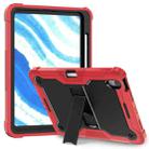 For iPad Air 11 2024 / Air 2022 10.9 Shockproof Silicone Hybrid PC Tablet Case with Holder(Black + Red) - 1