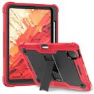 For iPad Pro 11 2024 Shockproof Silicone Hybrid PC Tablet Case with Holder(Black + Red) - 1