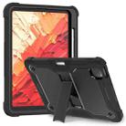 For iPad Pro 11 2024 Shockproof Silicone Hybrid PC Tablet Case with Holder(Black) - 1