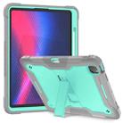 For iPad Pro 13 2024 Shockproof Silicone Hybrid PC Tablet Case with Holder(Mint Green + Grey) - 1