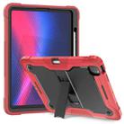 For iPad Pro 13 2024 Shockproof Silicone Hybrid PC Tablet Case with Holder(Black + Red) - 1