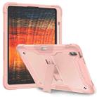 For iPad Air 13 2024 Shockproof Silicone Hybrid PC Tablet Case with Holder(Rose Gold) - 1