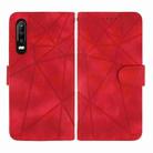 For Huawei P30 Skin Feel Geometric Lines Leather Phone Case(Red) - 2