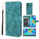 For Huawei P30 Skin Feel Geometric Lines Leather Phone Case(Green) - 1