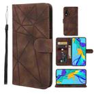 For Huawei P30 Skin Feel Geometric Lines Leather Phone Case(Brown) - 1