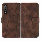 For Huawei P30 Skin Feel Geometric Lines Leather Phone Case(Brown) - 2