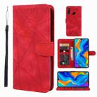 For Huawei P30 Lite Skin Feel Geometric Lines Leather Phone Case(Red) - 1