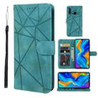 For Huawei P30 Lite Skin Feel Geometric Lines Leather Phone Case(Green) - 1