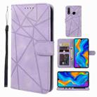 For Huawei P30 Lite Skin Feel Geometric Lines Leather Phone Case(Purple) - 1
