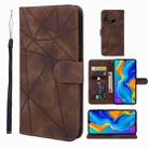 For Huawei P30 Lite Skin Feel Geometric Lines Leather Phone Case(Brown) - 1