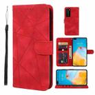 For Huawei P40 Skin Feel Geometric Lines Leather Phone Case(Red) - 1