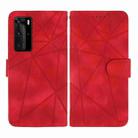 For Huawei P40 Skin Feel Geometric Lines Leather Phone Case(Red) - 2