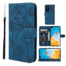 For Huawei P40 Skin Feel Geometric Lines Leather Phone Case(Blue) - 1