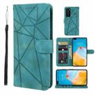 For Huawei P40 Skin Feel Geometric Lines Leather Phone Case(Green) - 1