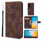 For Huawei P40 Skin Feel Geometric Lines Leather Phone Case(Brown) - 1