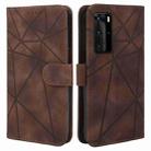 For Huawei P40 Skin Feel Geometric Lines Leather Phone Case(Brown) - 2