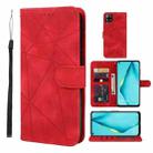 For Huawei P40 Lite Skin Feel Geometric Lines Leather Phone Case(Red) - 1