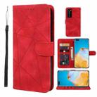 For Huawei P40 Pro Skin Feel Geometric Lines Leather Phone Case(Red) - 1