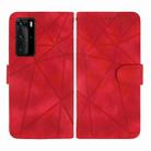 For Huawei P40 Pro Skin Feel Geometric Lines Leather Phone Case(Red) - 2