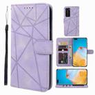 For Huawei P40 Pro Skin Feel Geometric Lines Leather Phone Case(Purple) - 1