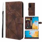 For Huawei P40 Pro Skin Feel Geometric Lines Leather Phone Case(Brown) - 1