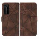 For Huawei P40 Pro Skin Feel Geometric Lines Leather Phone Case(Brown) - 2