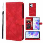 For Honor X7a Skin Feel Geometric Lines Leather Phone Case(Red) - 1