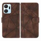 For Honor X7a Skin Feel Geometric Lines Leather Phone Case(Brown) - 2