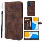 For Honor X7 Skin Feel Geometric Lines Leather Phone Case(Brown) - 1