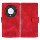 For Honor X9a Skin Feel Geometric Lines Leather Phone Case(Red) - 2