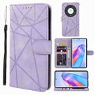 For Honor X9a Skin Feel Geometric Lines Leather Phone Case(Purple) - 1