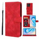 For Honor X8a Skin Feel Geometric Lines Leather Phone Case(Red) - 1