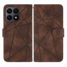 For Honor X8a Skin Feel Geometric Lines Leather Phone Case(Brown) - 2